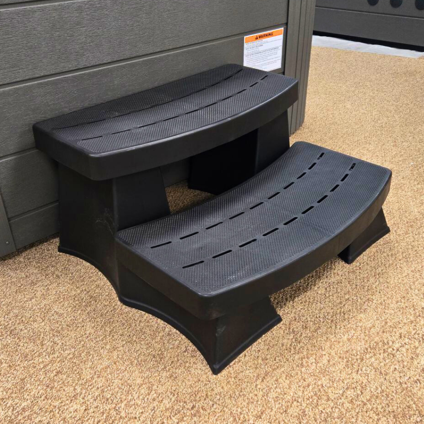 SecureFix Direct 2-Tier Hot Tub Steps – Black, Non-Slip, Steel Frame, 110KG Capacity (Spa Steps / Caravan Entry)